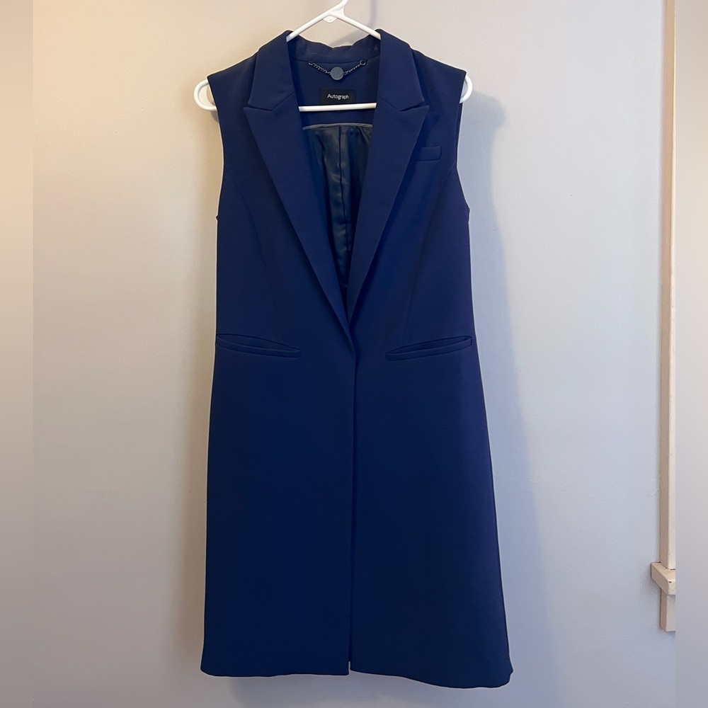 Navy Blue Sleeveless Duster Blazer/ Blazer Dress Size 6/8, Autograph, NWOT